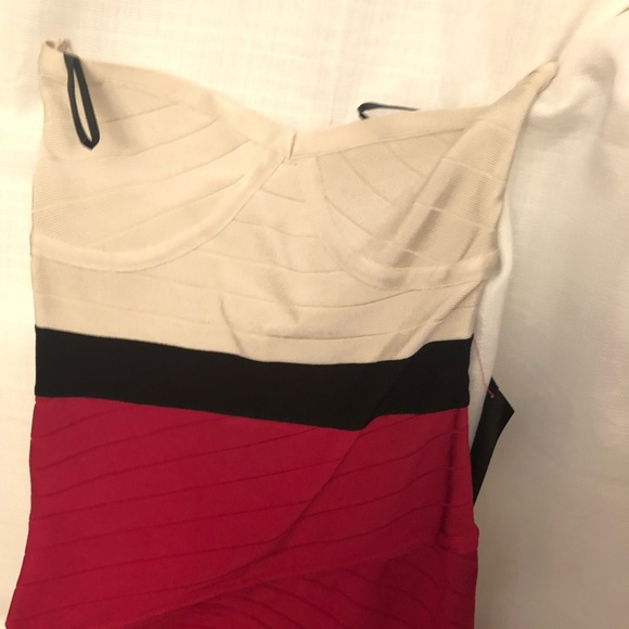 NWT Cream/fuschia Bandage BEBE Dress - Picture 8 of 8